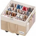 Large Shoe Organizer for Closet, 16 Pairs Shoe Storage Box Beige by Besslly