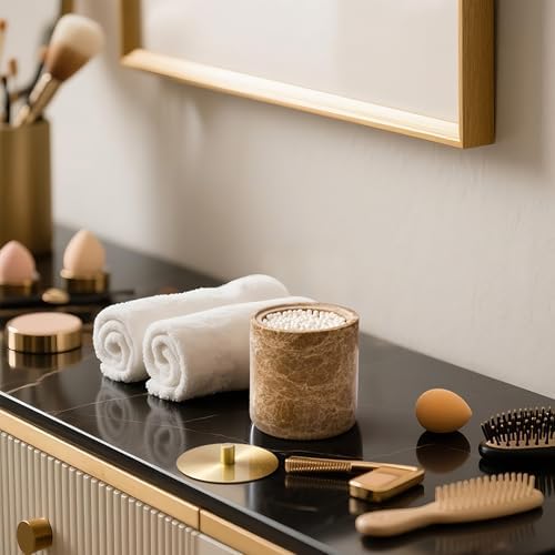 Marble Qtip Holder with Brass Lid - Image 2