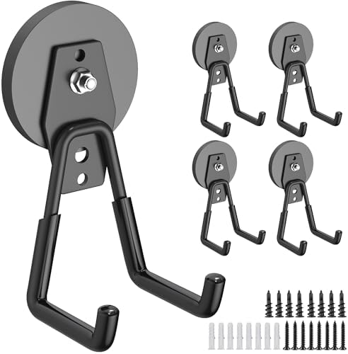 4Pcs Heavy Duty Storage Magnetic Utility Hooks Large Garage Strong Extra Magnet by Laowu