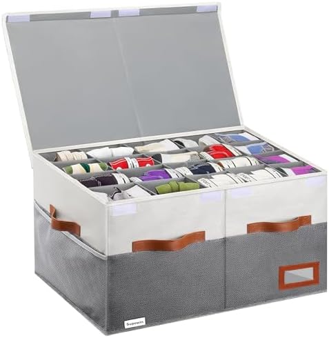 Supowin Large Shoe Organizer for Closet, Foldable Shoe Storage Bin by Supowin