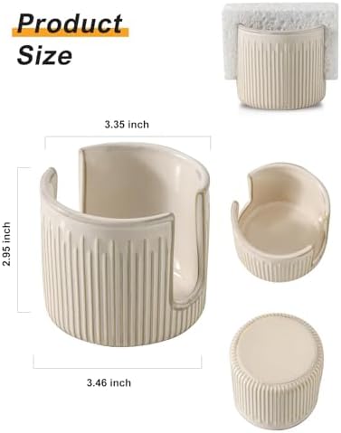 Ceramic Sponge Holder for Kitchen Sink, Scrub Sponge Dish Rack, Farmhouse - Image 4