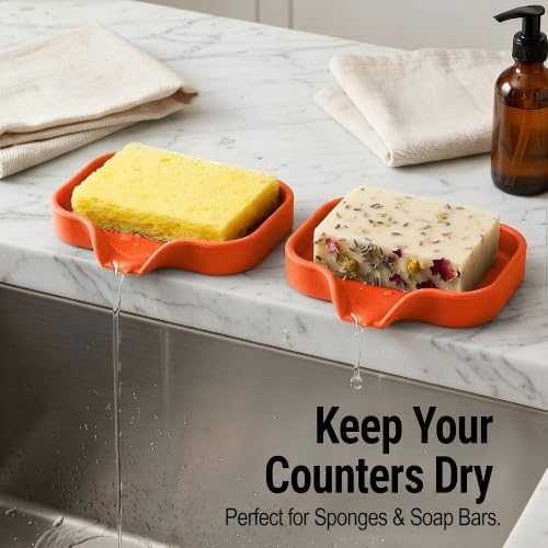Zulay Kitchen Small Silicone Sponge Holder – Space-Saving Sink Organizer Tray - Image 3