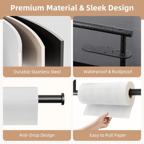 2 Pack Paper Towel Holder, Improved Paper Towel Holder Under Cabinet, Stainless - Image 5