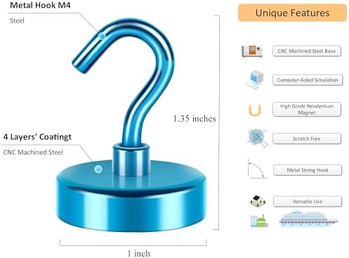 Neosmuk Magnetic Hooks, 85lb Heavy Duty, 10 Pack - Image 6