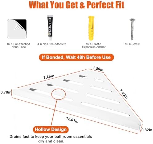 Fikoksol Shower Caddy Storage, Triangle Corner Shelf - Image 2