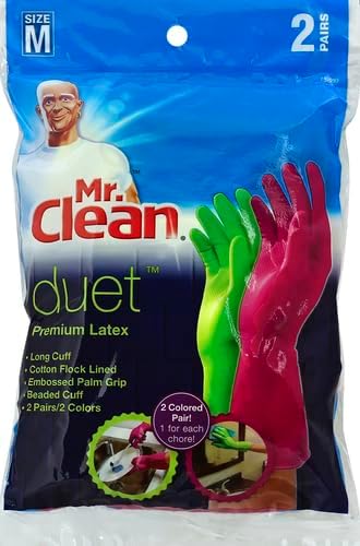 Mr. Clean Duet, Natural Latex, Beaded Cuff, Cotton Flock Lining, Non-Slip Grip - Image 2
