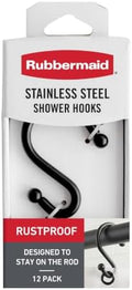 Rubbermaid Shower Hooks, Rustproof Stainless Steel S-Shaped Shower Rings by Unknown