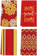 Artoid Mode Red Yellow Stripes Home Sweet Home Boho Spring Kitchen Towels Dish by ArtoidMode