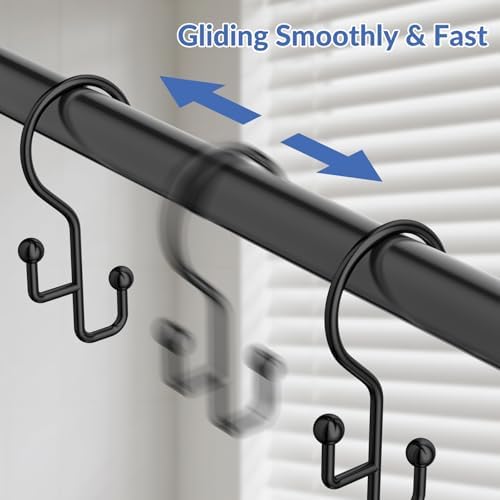 Goowin Shower Curtain Hooks, Anti-Drop Metal Shower Curtain Rings Hooks - Image 4