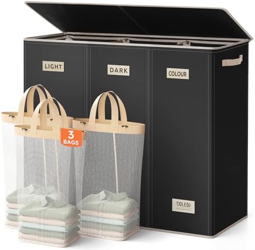 SOLEDI 200L 3-Section Laundry Hamper by SOLEDI