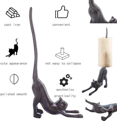 Cat Paper Towel Holder 17'' Cast Iron Paper Towel Holder Funny Toilet Paper - Image 3