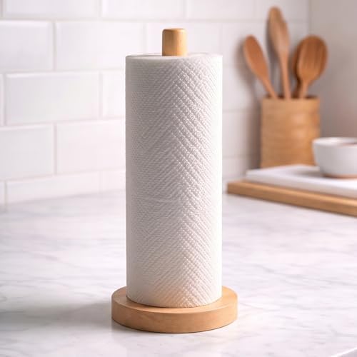Wooden Paper Towel Holder for Countertop, Solid Beech Wood Stand by CHAUNCEYHOME