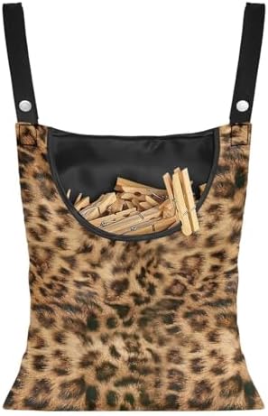 Brown Leopard Print Clothespin Bags Moon Space-Saving Clothespin Storage Hanger by CREAMIC