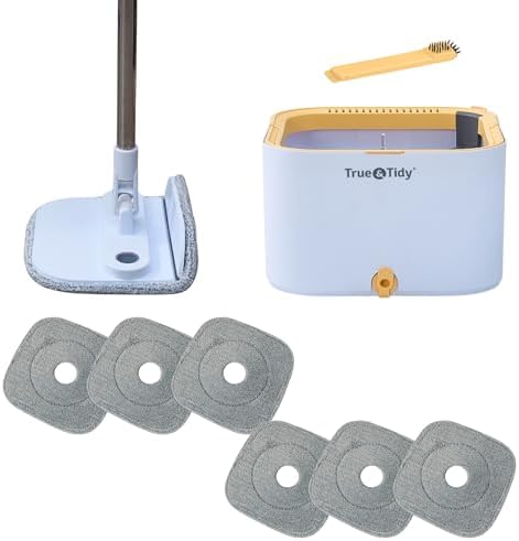 True & Tidy TrueClean Spin Mop 2.0 w/Detachable Bucket & Foldable Mop Head by TrueTidy