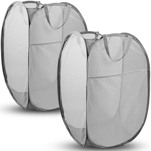 2 Pack Pop Up Laundry Hampers, 70 L Collapsible Foldable Mesh Basket by Unknown