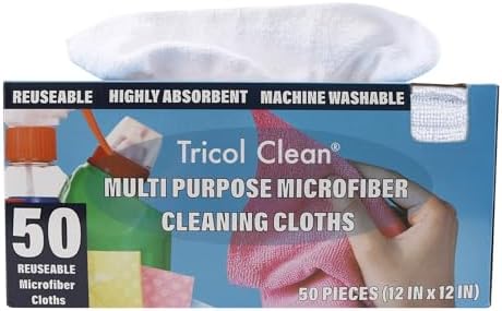 Tricol Clean 50PK Profesional Resuable Lint Free Microfiber Edgeless Cleaning by TricolClean