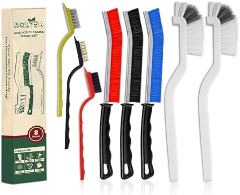 8 Pcs Crevice Cleaning Brush Set Hard Bristle Tools by Solvra