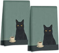 2 Pcs Vintage Coffee Cat Kitchen Towels, Cat Gift Reusable Hand Towels by Jztco