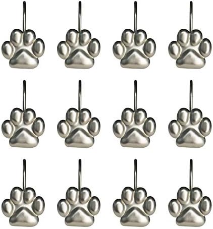 Sunlit Fashion Design Cute Paw Print Polished Shower Curtain Hooks by Sunlit