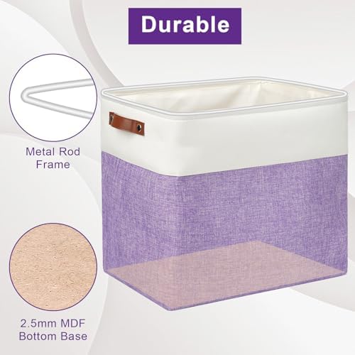 Bagnizer Large Fabric Storage Baskets | 50L Storage Bins, Decorative Linen - Image 4