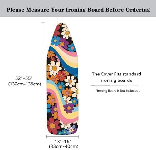 Daisy Stripe Printed Ironing Board Cover, Lightweight Breathable Ironing Board - Image 5