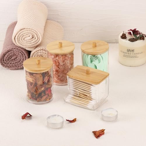 Tbestmax 4 Pack Qtip Holder Bathroom Container, 10/7oz Cotton Ball/Swabs - Image 3