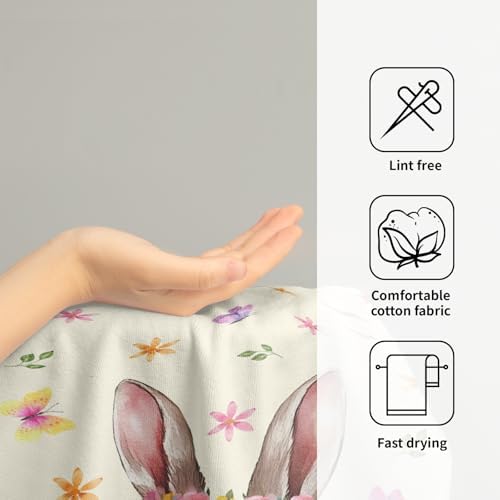 Cute Bunny Hand Towels for Bathroom 14"x28" Set of 2 Happy Easter Rabbit - Image 4