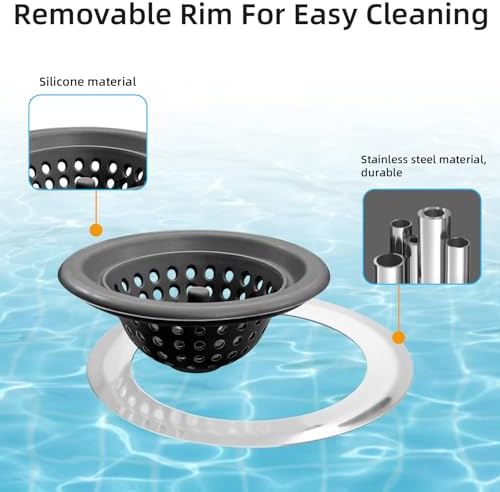 Silicone Strainer for Kitchen Sink, 2 Pack, Stainless Steel Reinforced - Image 6