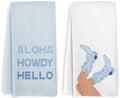 Coastal Cowgirl Kitchen Towels and Dishcloths Set of 2, Western Bluey Dish by HFXHANGD