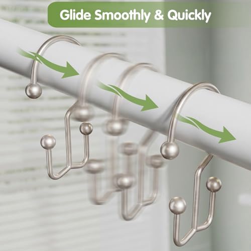 OEH 24 Pcs Shower Curtain Hooks, Metal Shower Curtain Rings, Decorative Shower - Image 6