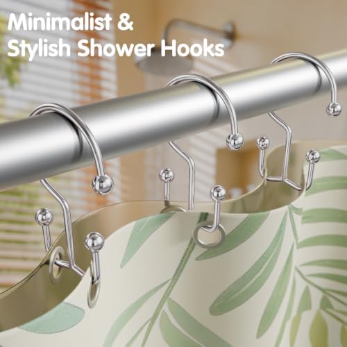 OEH 24 Pcs Shower Curtain Hooks, Metal Shower Curtain Rings, Double Shower Rings - Image 3