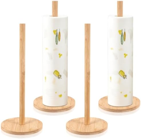 SHENLIU 4Pcs Wood Paper Towel Holder Stand, Kitchen Paper Hanger Rack by Unknown