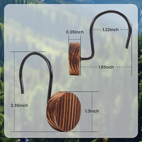 Wood Shower Curtain Hooks Rust Proof, Boho Shower Curtain Hooks Decorative - Image 4
