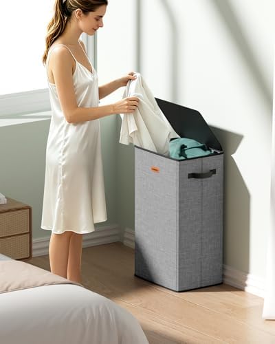 100L Laundry Hamper with Lid, Durable Laundry Basket Made of Cationic Fabric - Image 2