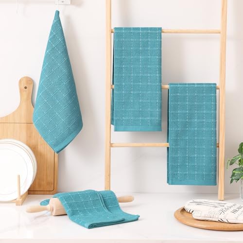 Homaxy 100% Cotton Terry Kitchen Towels, 8 Pack, Lake Blue - Image 6