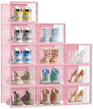 SIMPDIY XL Clear Shoe Storage Boxes, Stackable Shoe Organizer by DecorateYourHome