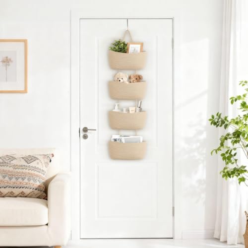 Dahey Over The Door Hanging Basket Storage 4-Tier Woven Wall Basket - Image 3