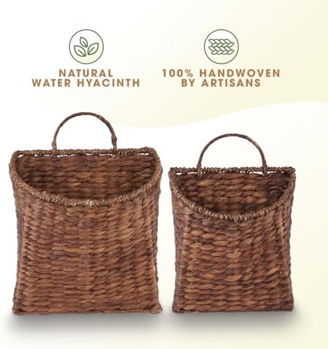 84ECO Set of 2 Brown Wicker Hanging Baskets - Image 6