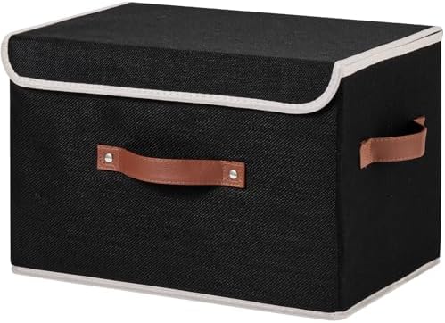 Storage Bins Box with Lids Decorative Cotton Linen Fabric Baskets by Unknown