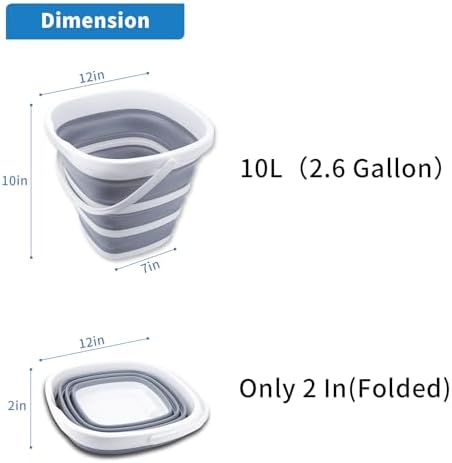 2 Pack Collapsible Buckets 10L 2.6 Gallon Cleaning Bucket Mop Bucket Folding - Image 2