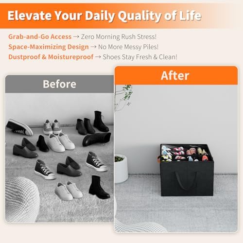 Aokeyee 2 Pack Shoe Organizer for Closet, Stackable Shoe Storage Box - Image 5
