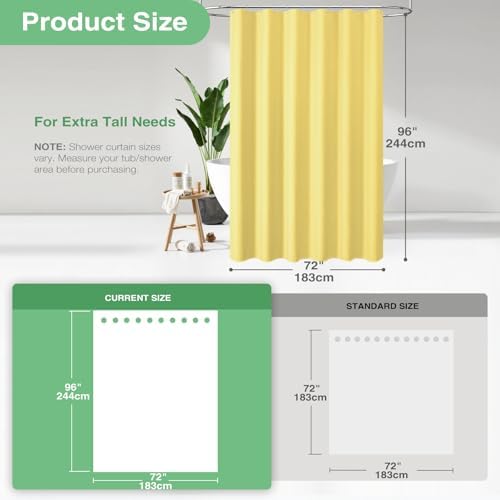 Dynamene Extra Long Waffle Shower Curtain 256 GSM Fabric 72x96 Yellow - Image 3