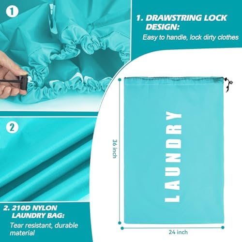 Isink Laundry Bag, 2 Pack Travel Laundry Bags - Image 3