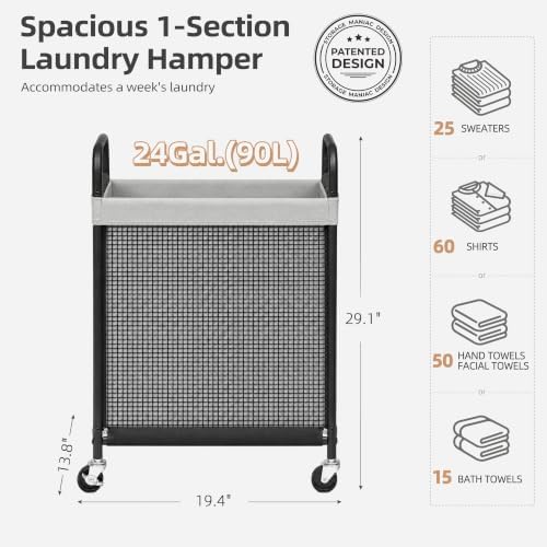 STORAGE MANIAC Rolling Laundry Hamper - Image 3