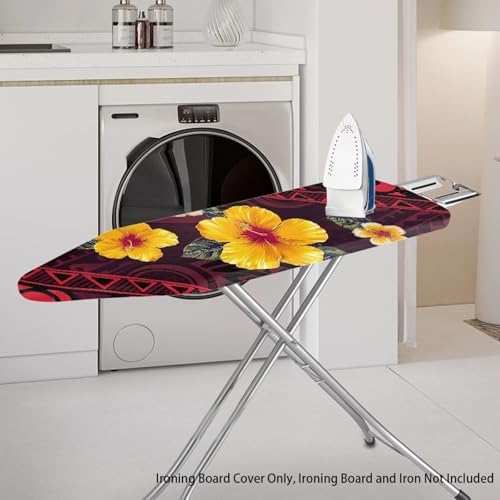 Red Tribe Stripe Ironing Board Cover Non-Slip 15x54 Inch Hawaii Hibiscus - Image 2