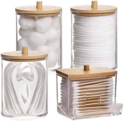 Tbestmax 4 Pack Qtip Holder Bathroom Container, 10/7oz Cotton Ball/Swabs by Tbestmax