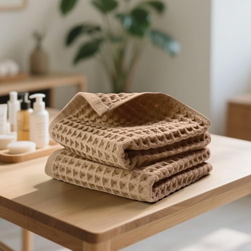 Waffle Bathroom Hand Towels 2-Piece – Cotton, Lightweight - Image 2