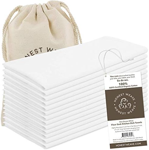 HONEST WEAVE GOTS Certified 100% Organic Flour Sack Cotton Kitchen Hand and by HonestWeave