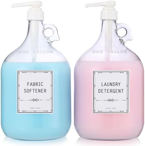 2pcs Glass Liquid Laundry Detergent Dispenser-1 Gallon Glass Pump Bottle by ZJ+Whoest