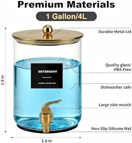 Glass Laundry Detergent Dispenser, 1 Gallon Large Liquid Soap 2 Pack - Image 3